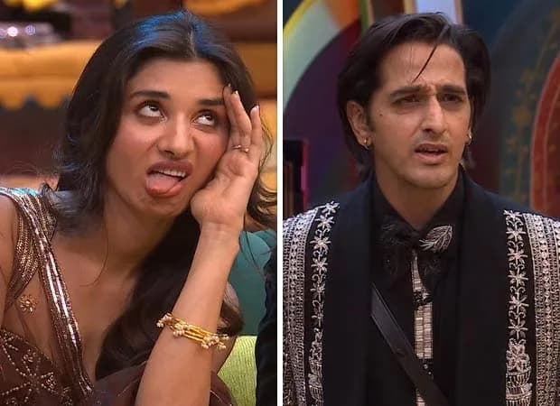 A close-up of Kanika Mann mid-expression, eyes narrowed, during a Bigg Boss 20 interaction with guests Sara Ali Khan and Ayushmann Khurrana.