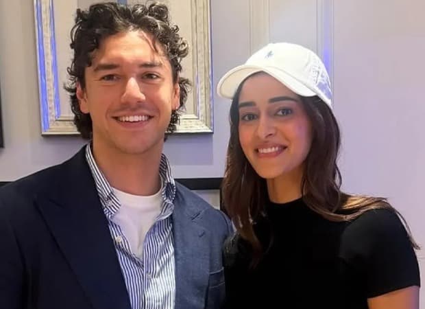 Ananya Panday poses with Off Campus actor Belmont Cameli at the US Open 2026 Women's Final in New York.