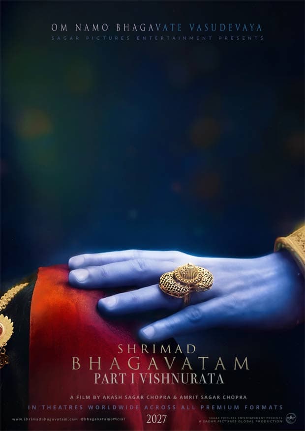 Teaser poster for Shrimad Bhagavatam Part I: Vishnurata featuring divine imagery associated with Lord Vishnu and Krishna