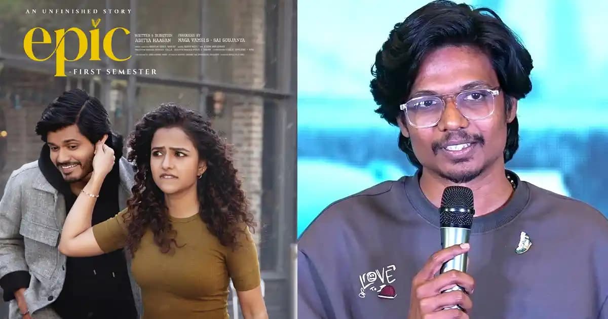 Director Aditya Haasan speaking at the Epic pre-release event