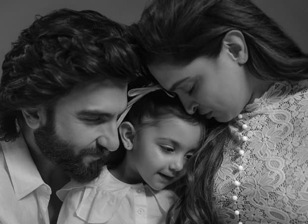 Ranveer Singh and Deepika Padukone pose together during a pregnancy photoshoot with their daughter Dua.