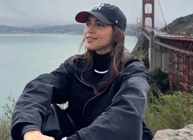 Bhumi Pednekar standing in front of the Golden Gate Bridge during her San Francisco visit