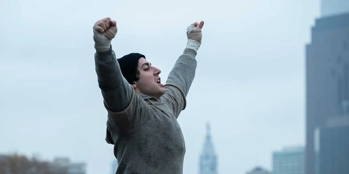 Anthony Ippolito in character as a young Sylvester Stallone in a scene from I Play Rocky