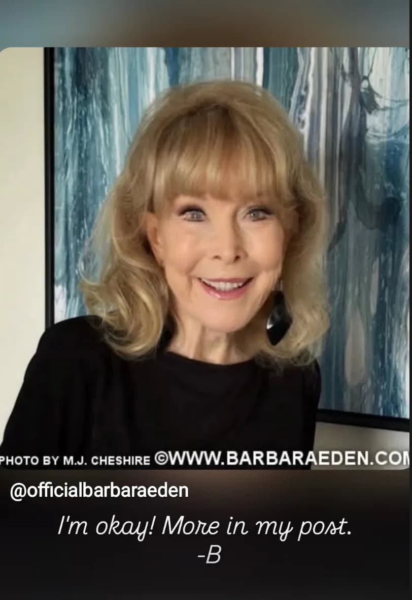 Barbara Eden smiling at a public event, wearing an elegant outfit
