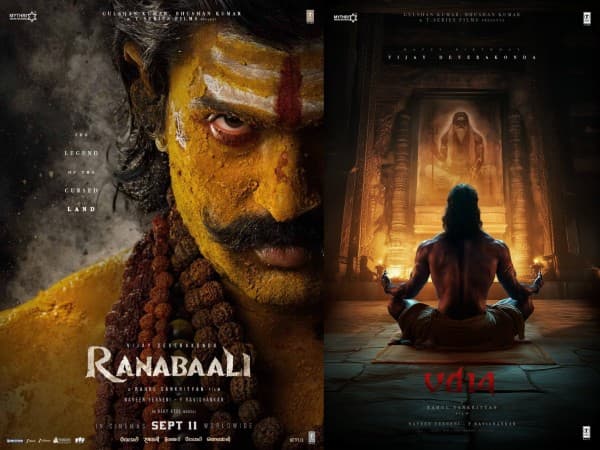 Promotional poster art for Ranabaali featuring Vijay Deverakonda in period costume against a historical battle backdrop