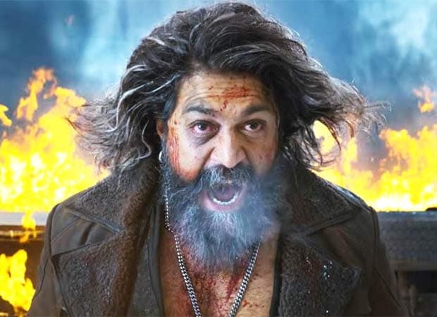 Promotional still of Yash from the action film Toxic, shown in a rugged, intense pose.