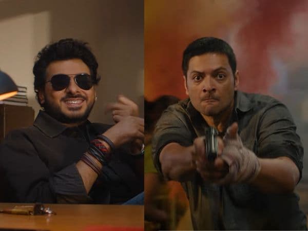 Poster or still from Mirzapur: The Movie featuring the lead cast in a tense standoff scene