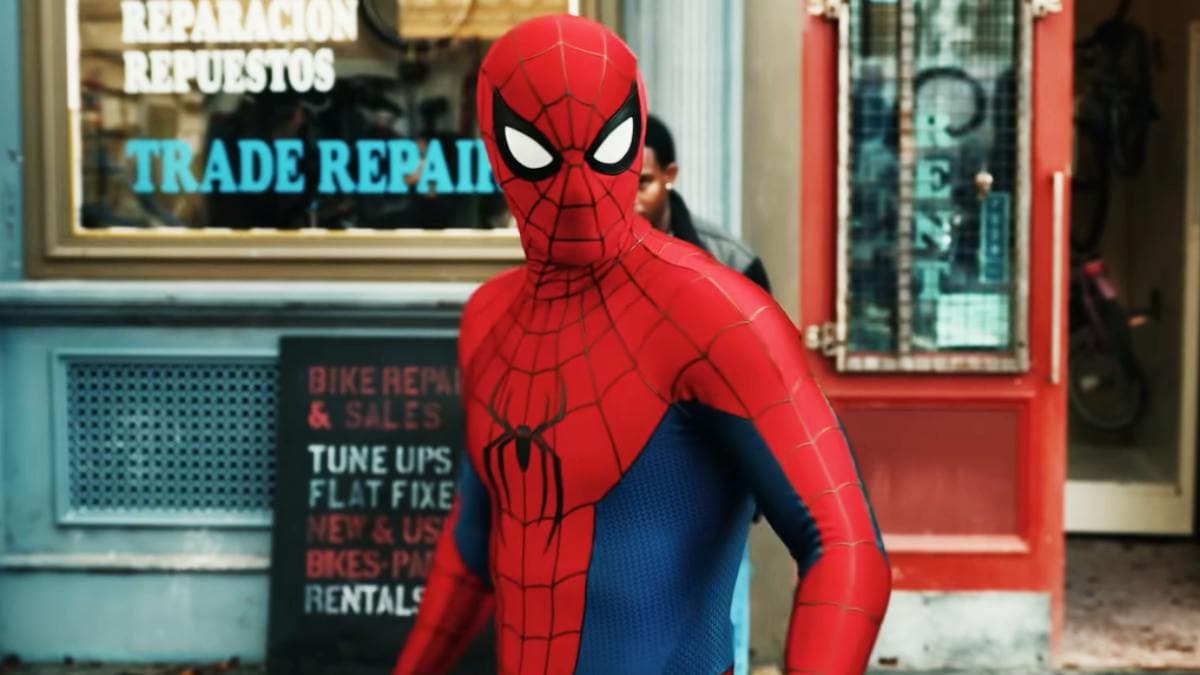 Tom Holland as Spider-Man in a promotional still from Spider-Man: Brand New Day