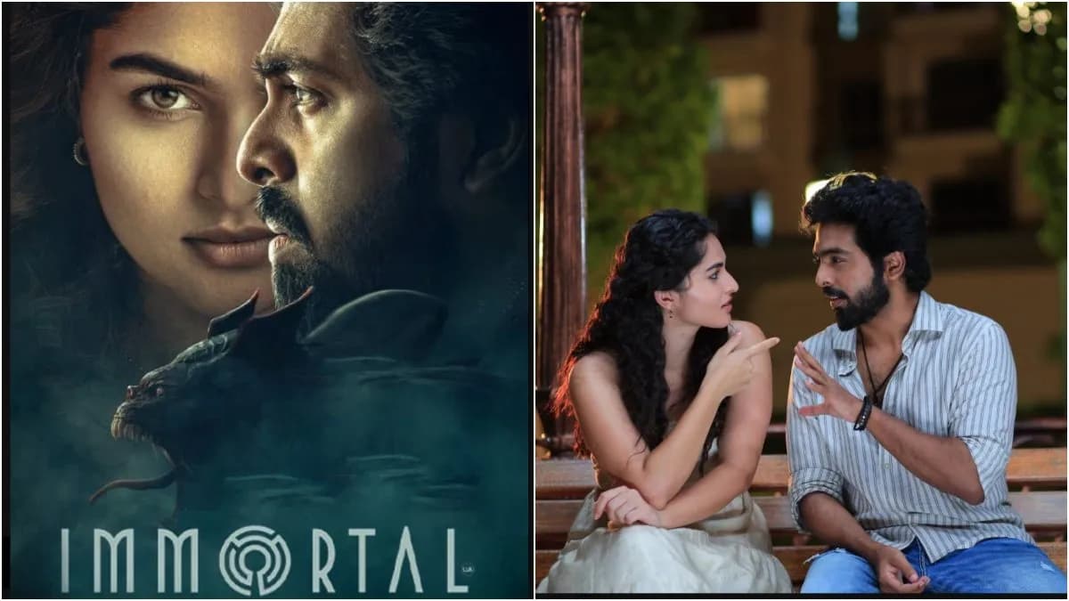 Promotional still from the Tamil vampire film Immortal featuring GV Prakash and Kayadu Lohar