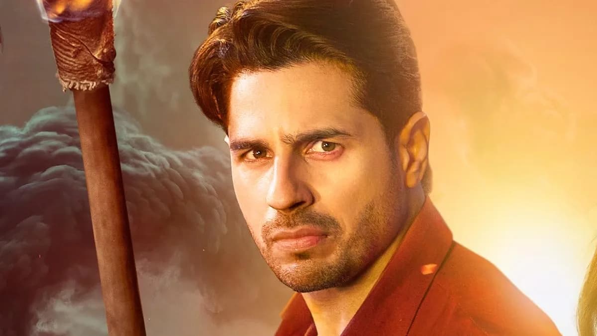 Sidharth Malhotra in a promotional still from The Vvaan, standing in a surreal landscape with glowing symbols floating around him.