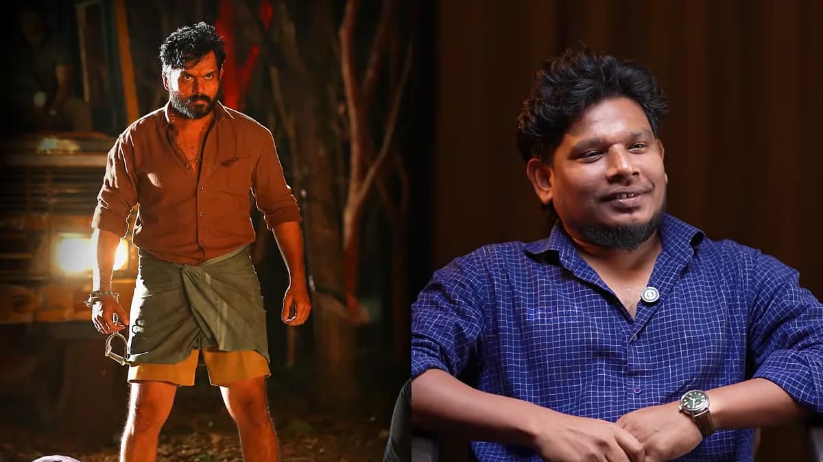Vijay Sethupathi in a scene from Baththa, standing in a school corridor, looking pensive