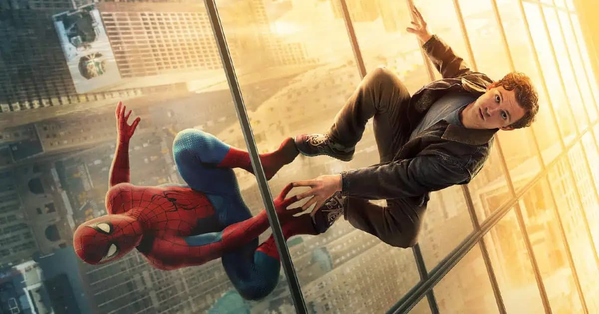 Tom Holland in costume as Spider-Man in a still from Spider-Man: Brand New Day