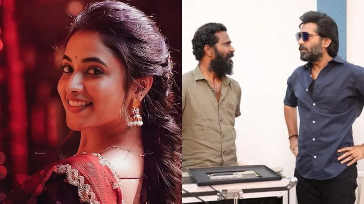 Actress Priyanka Mohan speaking at a media event about her upcoming Tamil film Arasan