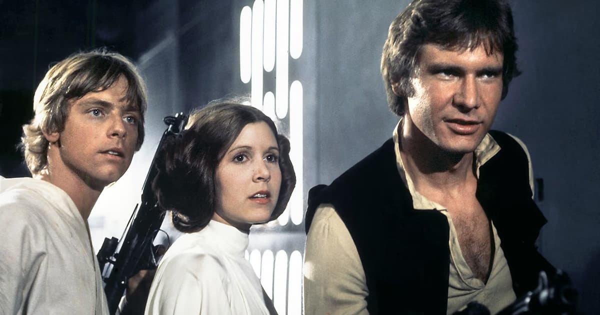 IMAX theater marquee promoting Star Wars: A New Hope and Star Wars: Starfighter 70mm screenings