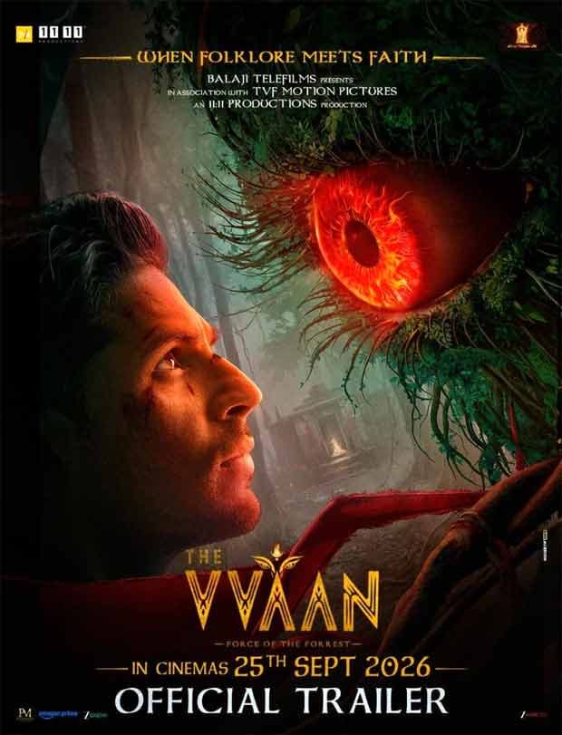 Sidharth Malhotra and Tamannaah Bhatia in a forest setting from The Vvaan trailer, surrounded by supernatural and folklore-inspired imagery