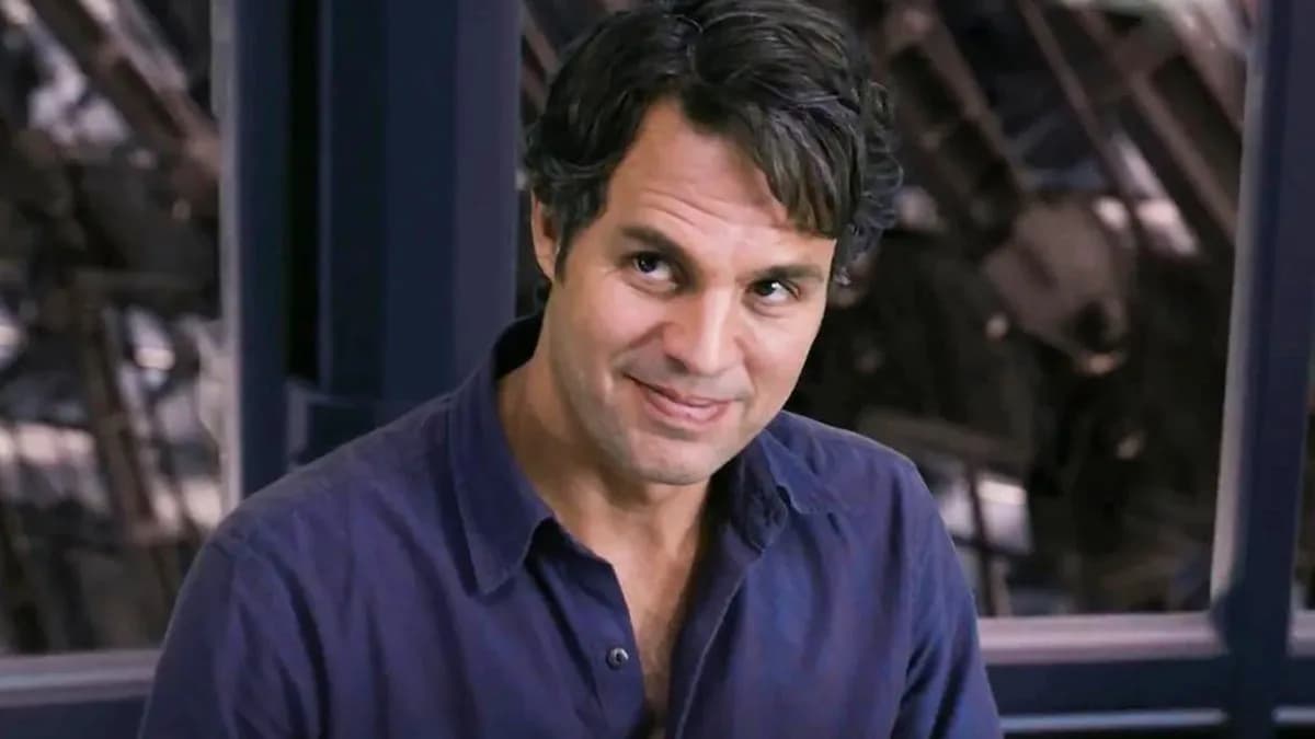 A grey-bearded Bruce Banner in a still from the Avengers: Endgame Encore mid-credit scene, recording a video message.