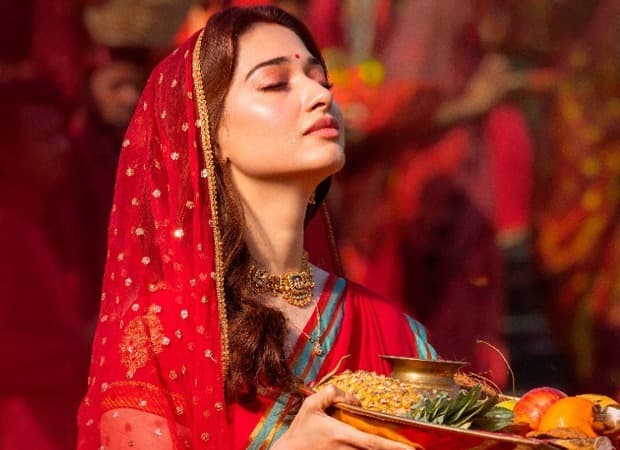 Tamannaah Bhatia in a devotional pose during the Chhath Puja themed song sequence from The Vvaan